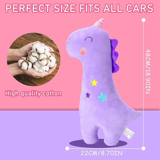 Seat Belt Cover Pillow for Kids, Car Seatbelt Cushion Shoulder Neck Support Protector Pad, Soft Stuffed Plush Travel Vehicle Safety Belts Strap Pillow for Boys and Girls Headrest (Unicorn)