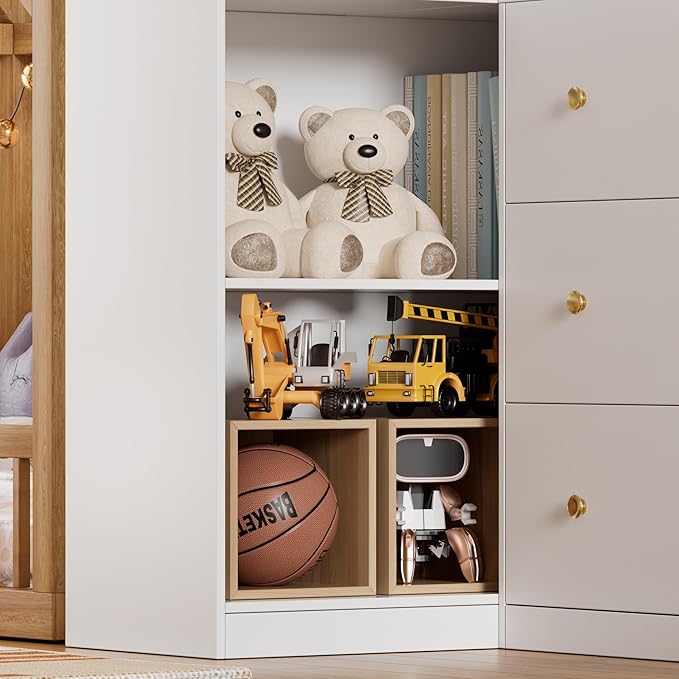 Corner Baby Changing Table Dresser,Dresser for Nursery with 3 Drawers and 2 Shelves,Multi-Functional Baby Changing Table,Changing Station Organizer for Bedroom,White
