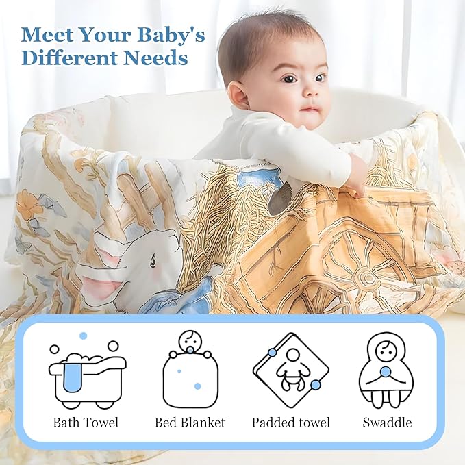 Baby Bath Towels, Super Soft Cotton Receiving Blanket for Baby's Delicate Skin,Swaddle Blanket for Newborns Toddlers Boy Girl,Baby Registry as Shower