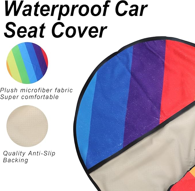 Sweat Towel Car Seat Cover Protector Front Seats for Gym Workout, Running, Swimming, Beach and Hiking, Waterproof Universal Seat Cover for Car, Truck, Van & SUV (Rainbow, 1pcs Front Seat)
