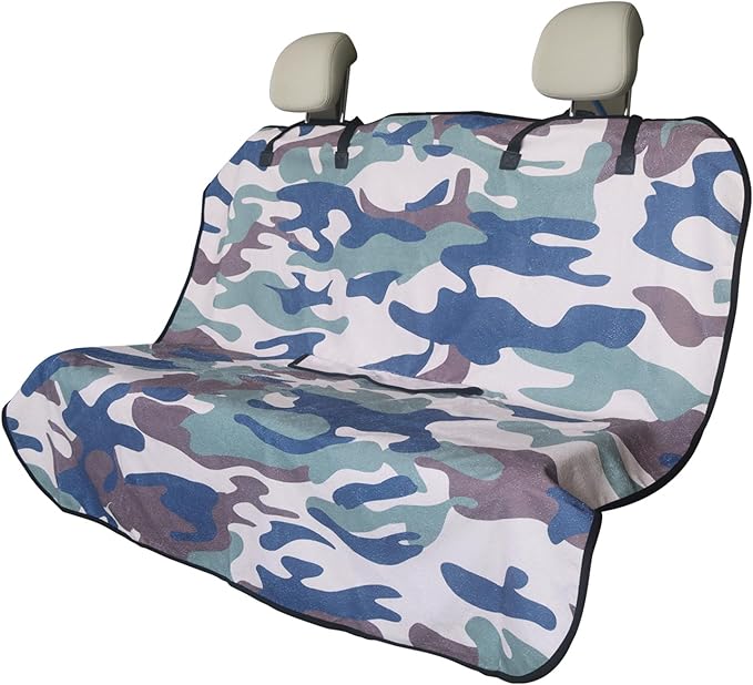 Back Seat Cover Protector for Dogs and Kids, Universal Waterproof Towel Rear Bench Seat Cover for Car, Truck, Van & SUV, Machine-Washable Backseat Car Covers (Camouflage, 1pcs Rear Seat)