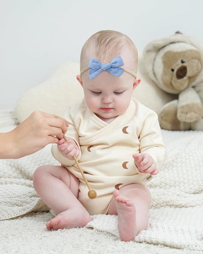 doboi Baby Girl Headbands 24PCS Nylon Linen Handmade Hairbands with Hair Bows and Accessories for Newborns, Infants, Toddlers, and Little Kids