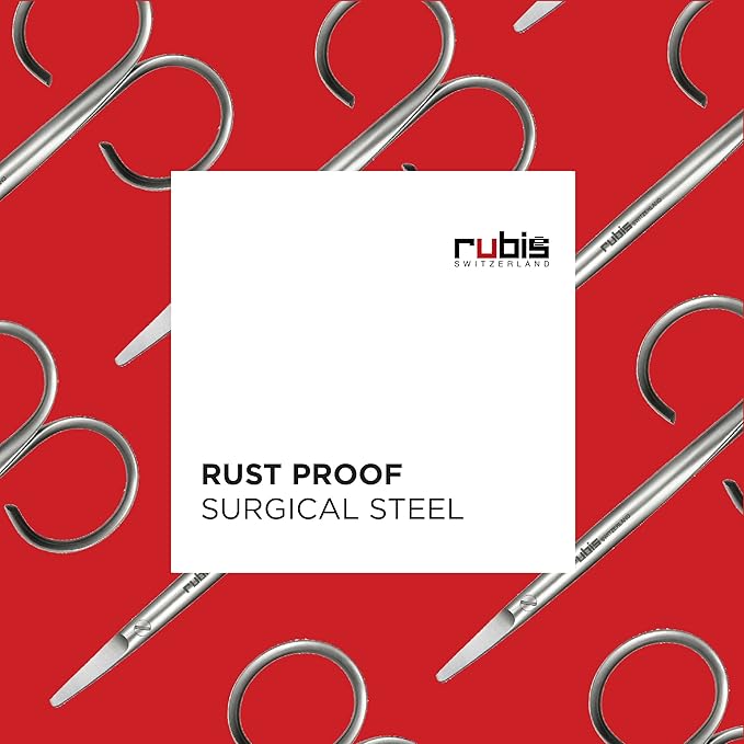 Rubis Stainless Steel Infant Nail Scissors with Blue Leather Elephant Case, For Precise Fingernails and Cuticles, 1K416, Silver,Rubis Switzerland Swiss Made World Renowned Precision