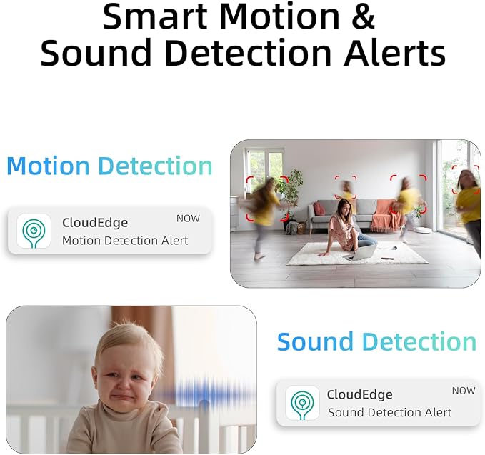 2K Pan/Tilt Security Camera for Baby Monitor 5G&2.4G, 2Pack Baby Camera(Plug-in) with Cry Detection, Motion Detection, 2-Way Audio, Siren, Night Vision, Cloud & SD Card Storage, Works w/Alexa