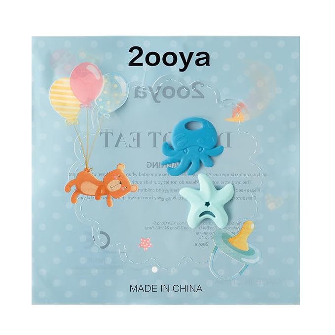 2Pcs Summer Silicone Teething Toy for Babies Ocean Animal Themed Sore Gums Pain Teething Relief Chew Toy Summer Ocean BPA Free Soft Teether for Infant Toddler Newborn 6-12 Months Birthday Baby Shower