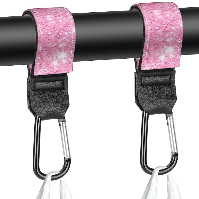 Stroller Straps, Mommy Hooks Diaper Bags, Universal Shopping cart, Wallet, Backpack - 2 Packs (Shining Brightly)
