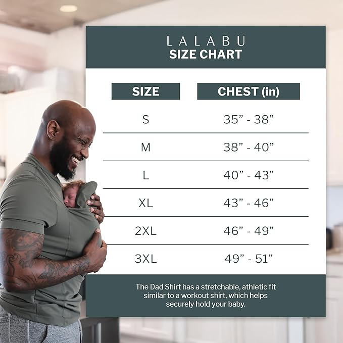 Lalabu The Dad Shirt | Hands-Free Baby Carrier for Dad with Kangaroo Pouch | Engineered for Bonding, Safety, & Comfort for Newborns Up to 15 Lbs. | CPSC Compliant - Fern - Medium
