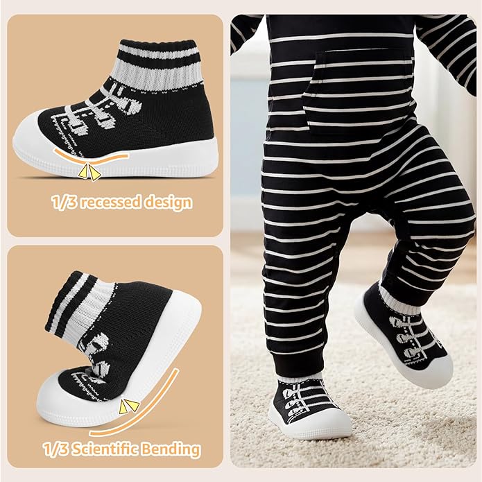 STQ Baby Socks Shoes Toddler Wide Toe Box Non-Slip Slippers Infant Walking Shoe Soft Baby Boys Girls Lightweight Sneakers