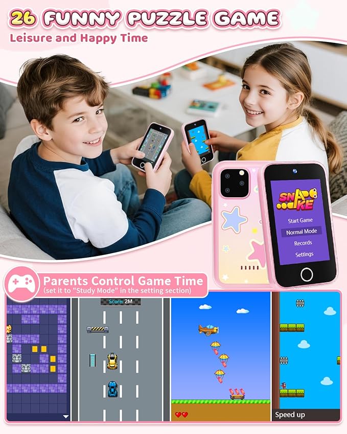 Kids Smart Phone for Girls, Upgraded 3.5'' Touchscreen Phone for Kids Age 3-8, Christmas Birthday Gifts, Dual Camera Music Player Puzzle Games, Learning Toy for 3 4 5 6 7 8 Year Old Girls