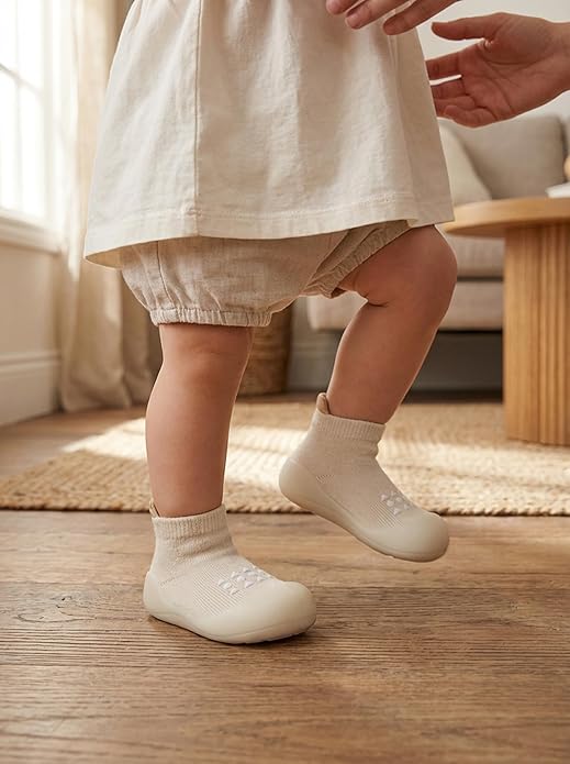 Hstyle Baby Sock Shoes Toddler Walking Shoes Infant Non-Slip Slippers Soft Rubber Sole Sneakers for Baby Boys Girls