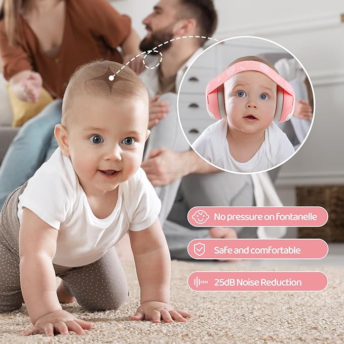 Baby Ear Muffs,25dB Infant Noise Cancelling Headphones for Babies 0-36 Months with Adjustable Headband Infant Ear Protection,Ideal Baby Travel Essentials for Outdoor,Sleep,Airplane & Music Festivals