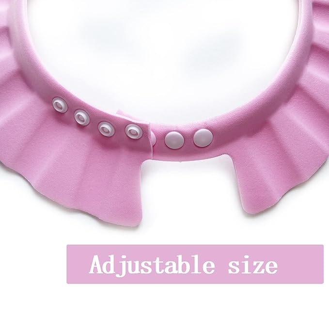 Baby Shower Cap Soft Adjustable Baby Bath Head Cap Visor for Washing Hair Shower Bathing Protection Bath Cap for Toddler, Baby, Kids, Children (Pink)