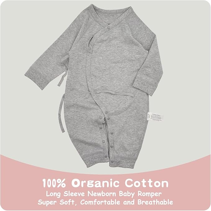 100% Organic Cotton Soft 0-6 Months Unisex Footless Newborn Baby Sleepers Pajamas Romper Boys Girls Long Sleeve