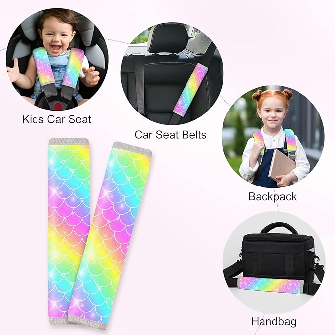 Seat Belt Cover Pad for Baby, Soft Seatbelt Cushion Covers for Kids 2Pcs Car Seat Strap Shoulder Pads for All Car Seats, Stroller, High Chair