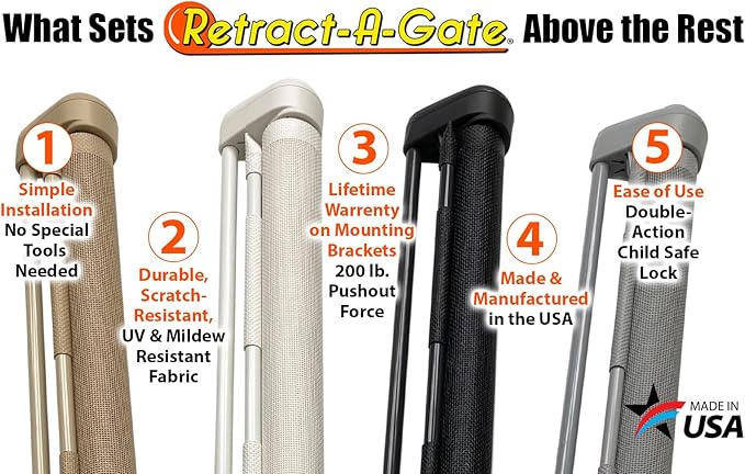 Retract-A-Gate 72" White: The Original and only Made in USA Retractable Baby, Dog, & Cat Gate