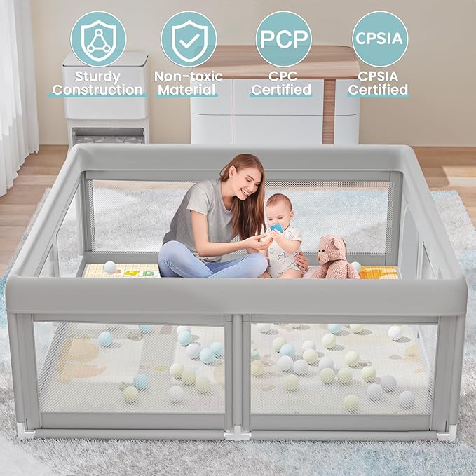 50 x 50 inch Baby Playpen with Mat Small Playpen for Babies and Toddlers Baby Fence Playards