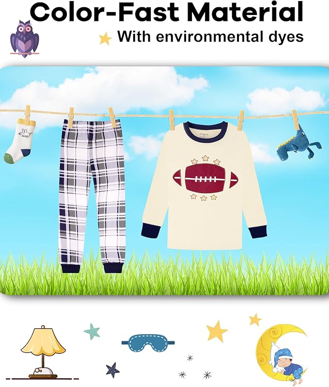 DAUGHTER QUEEN Boys 100% Cotton Long Sleeve Pajamas Size 18Months-12Years