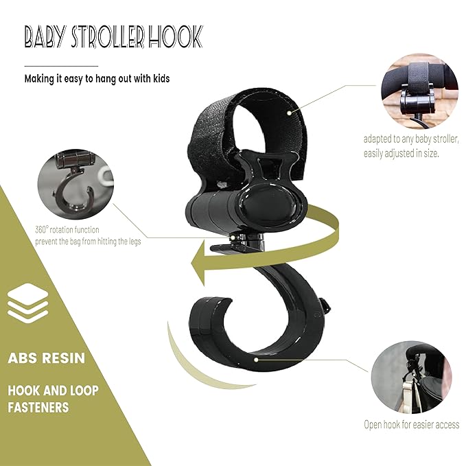 Stroller Hook Universal Stroller Clip Baby Travel Essential Wheelchair Accessories Gear for Bag 2pcs Aluminum Hook 2pcs Plastic Hook