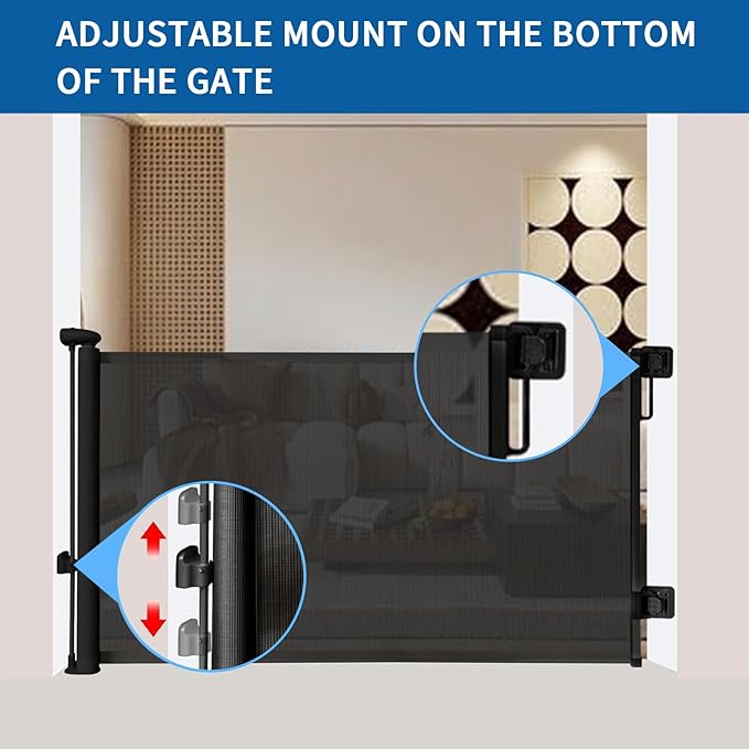 Huafly 98 Inch Retractable Baby Gates Extra Wide, no Drilling Baby Gates for Large Openings, Child Gates, Safety Gates, Extra Long Dog Gates on Doorways, Stairs, Outdoor, Indoor (Black, 98 Inch)