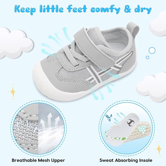 Scurtain Baby Shoes Boy Girl First Walking Shoe Infant Crib Breathable Sneakers Lightweight Barefoot Shoes for Babies