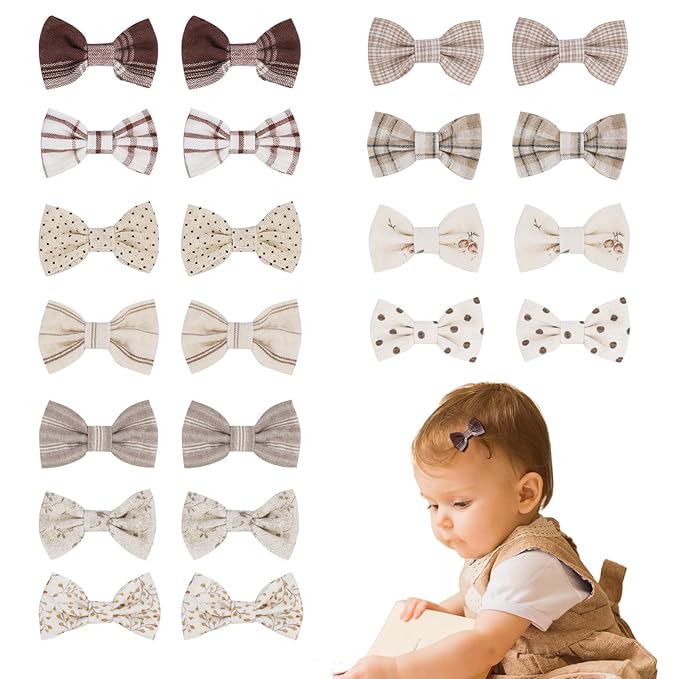 JESSCAT 22 Pcs Hair Clips for Girls with Bows Flower, Fully Lined Alligator Clips and Barrettes, Fabric Handmade Barrettes Hair Accessories for Girls Baby Infants Toddler Kids