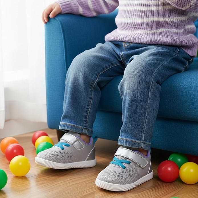 MORENDL Toddler Sneakers Baby Boys & Girls Barefoot Shoes Lightweight Breathable Walking Running Tennis Athletic Sport Shoes