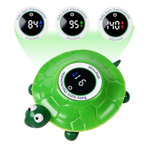 Baby Bathtub Thermometer with LED Display Screen+Floating Turtle toy-2-in-1color Coded Alarm (Cold/Comfortable/hot) Bath Temperature Monitor, Adorable Floating Toys for Infants, Essential for Babies