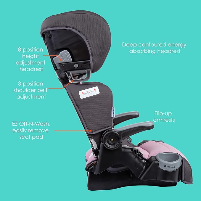 Baby Trend Protect 2-in-1 Folding Booster Seat, Dash Rose