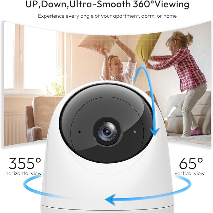 2K Pan/Tilt Security Camera for Baby Monitor 5G&2.4G WiFi, Dog Camera with Sound Detection, Motion Detection, 2-Way Audio, Siren, Night Vision, Cloud & SD Card Storage, Works w/Alexa