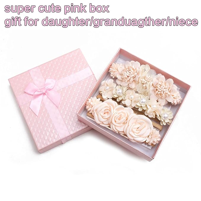 Baby Girl Headbands Nylon Flower Elastic Hairbands 3pcs Hair Accessories Gift for Newborn Infant Toddlers (19A#)