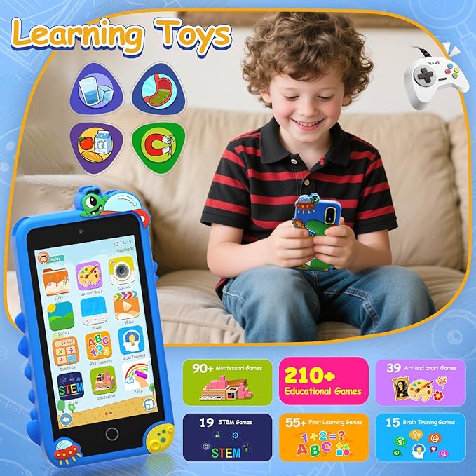 Minibear Kids Toy Smartphone, 3.97" Dual Camera Phone for Toddler, Learning Toys Play Phone with Games Music Player No WiFi for Girls Boys Age 3-12 Christmas Birthday Gifts with 32g SD Card