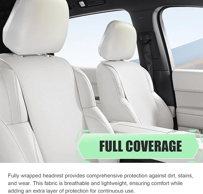 Shakas 2 PCS Cars Headrest Covers, Full Wrap-around Non-marking Fit Anti-scratch Protector, Waterproof Leather Portable Reusable Elastic Dust Cover, for Most Cars Seat Headrest Accessories (Beige #M)