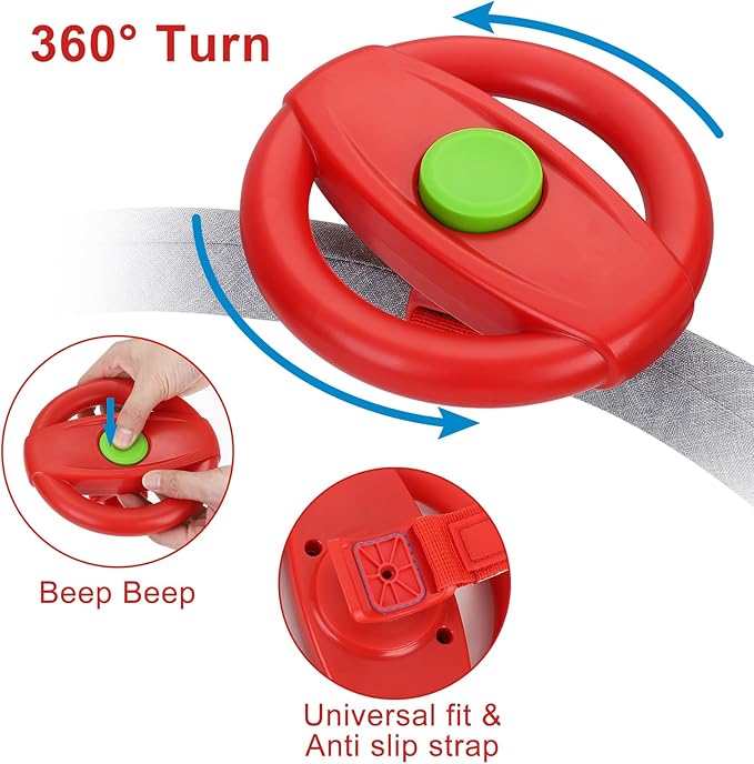 Accmor Stroller Steering Wheel Toy, Pretend Driving Simulated Steering Wheel for Stroller Shopping Carts Universal Detachable Funny Toy Attachment Accessories