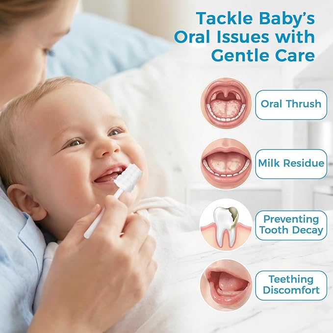 MAQIHAN 50Pcs Baby Tongue Cleaner - Baby Oral Cleaner Newborn Tongue Cleaner for Infants Bulk Disposable Thrush Brush for Babies Individually Wrapped Cotton Gauze Mouth Cleaner for Mouth Gum Cleansing