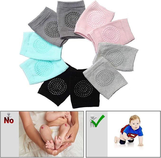 Baby Knee Pads, 5 Pairs Baby Crawling Anti-Slip Knee Pads,Unisex Baby Toddlers Elbow Kneepads Safety Protector Suitable for 0-36 Months