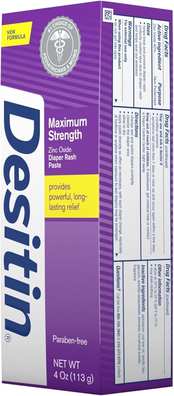 DESITIN Maximum Strength Diaper Rash Paste, 3 Pack (4 Ounce)