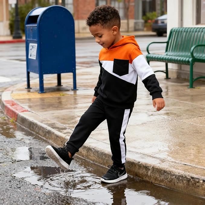 2-6T Toddler Baby Boy Clothes Color Blocking Hoodies + Pants Fall Winter Outfits