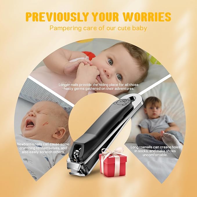 FVION Baby Nail Clippers - Stainless Steel Kids Nail Clippers Trimmer, Small Jaw Children Fingernail Clippers for Toddler, Infant, Babies - Safe Nail Grooming Tool - Black