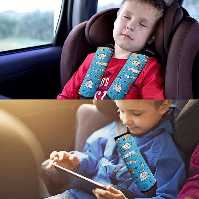 Seat Belt Cover for Kids, Seat Belt Pad for Boys Girls, Car Seat Straps Shoulder Pads for Kids, Kid's Seat Belt Cushion, Shoulder Strap Pad, 1 Piece （Spaceman）