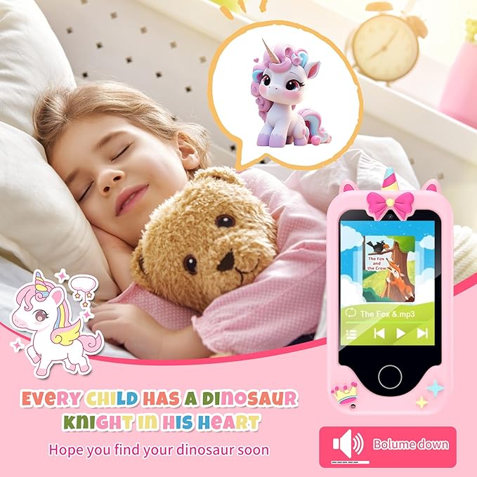 Nikuku Kids Smart Phone for Girls, Toddler Christmas Birthday Gifts for 3-8 Year Old, Childrens Pretend Cell Phones with Puzzle Games, 2.8" Touchscreen Learning Play Toy with Dual Camera(Pink)