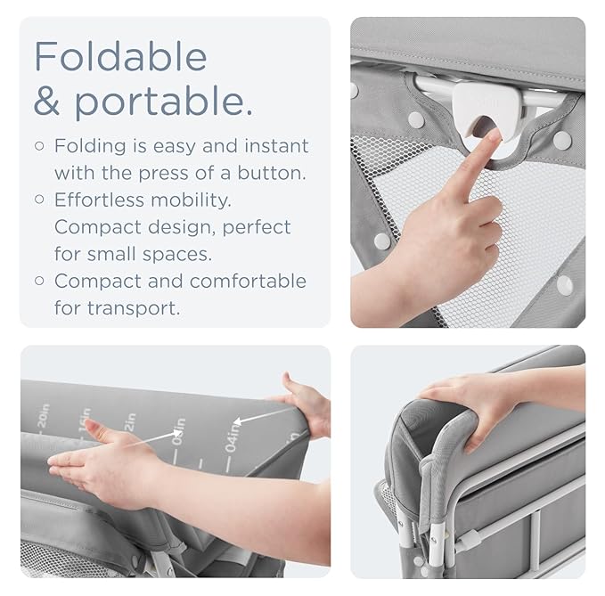 KUB Portable Baby Changing Table, Foldable Diaper Changing Table with Wheels for Nursery, Toddler Changing Table with Adjustable Height, Portable Changing Table for Newborn, Infant Grey
