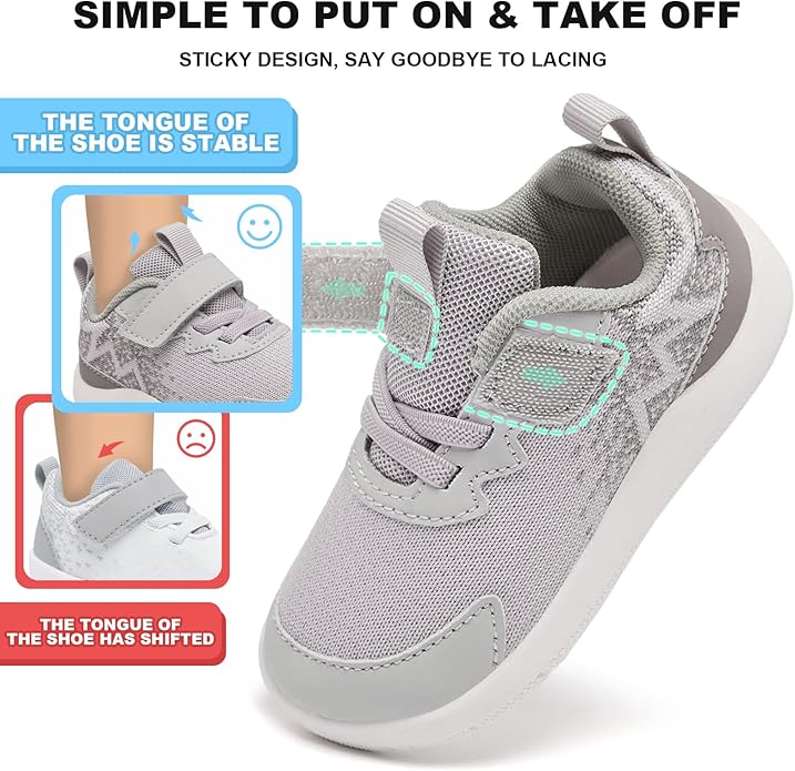 MORENDL Wide Toddler Shoes Baby Walking Shoes Boys & Girls Barefoot Sneakers Zero Drop Comfort Tennis Running Outdoor Activities