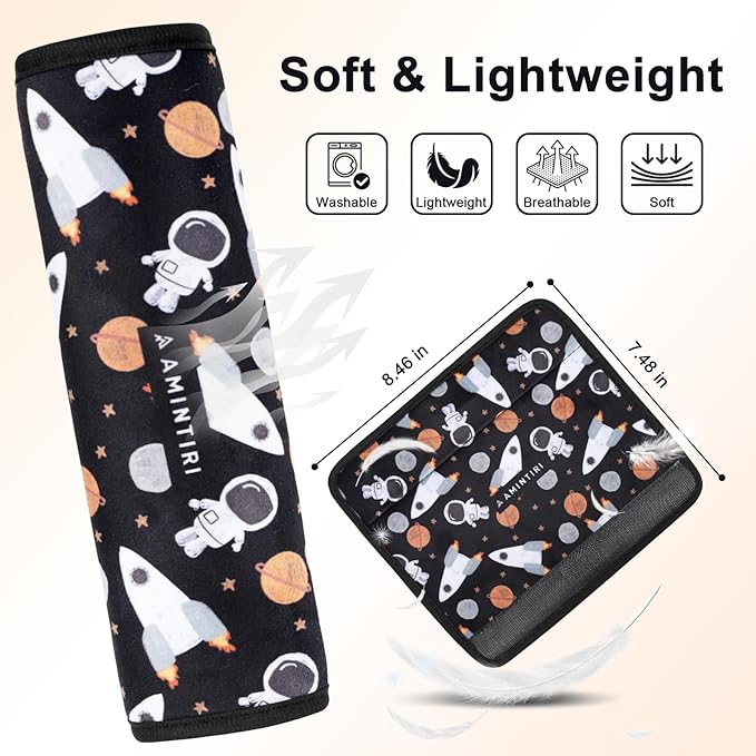 Seat Strap Shoulder Pads for Kids, Seat Belt Cover for Children, Soft Furry Seat Belt Cushion for Travel, Cartoon Car Seat Belt Pad Cover for Boys and Girls.