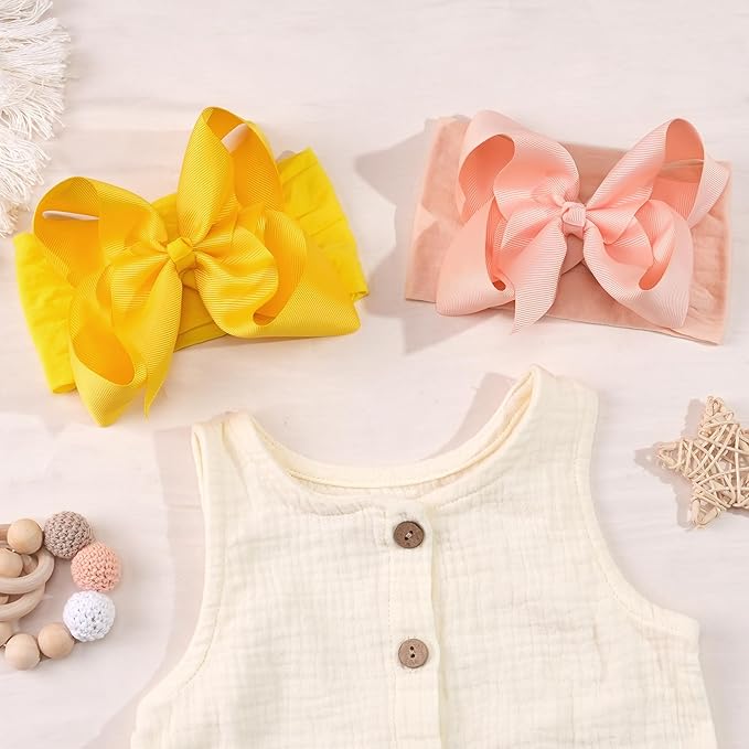 CÉLLOT 20 Colors Baby Bow Wide Turban Headbands Girls Big 6 inches Hair Bows Head Wraps Newborn Infants Toddlers Hairbands