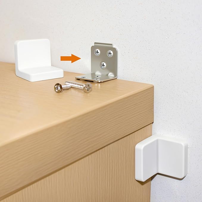 Furniture Anchors 4 Pack,Aesthetic & Invisible Once Installed,Secure 600 lbs Bookcase Dresser to Wall,Anti-Tip Furniture Safety Anchor to Childproof and Babyproof Your Home (White)