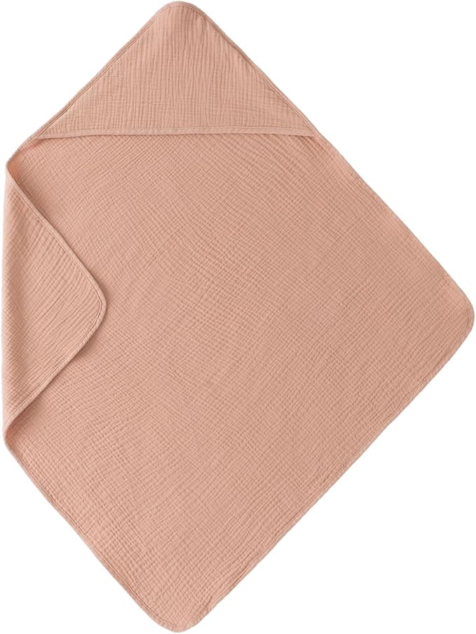Little Jump Muslin Hooded Baby Bath Towels - 2 Pack 100% Cotton Towel for Babies, Infants, Toddlers - 32x32Inch - Highly Absorbent and Newborn Essential (Vintage Blossom)
