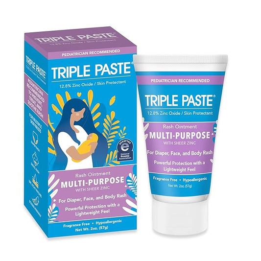 Triple Paste Multi-Purpose Baby Healing Ointment, 2 oz Tube, Baby Diaper Rash Cream and Skin Protectant for Hands, Face & Bottom Treats, Soothes and Prevents with Zinc Oxide (Packaging May Vary)