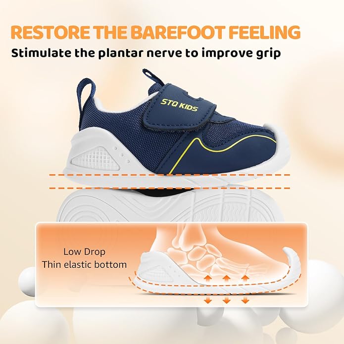 Baby Barefoot First Walking Shoes with Wide Toe Box Orthopedic Toddler Shoes for 6 12 18 24 Months