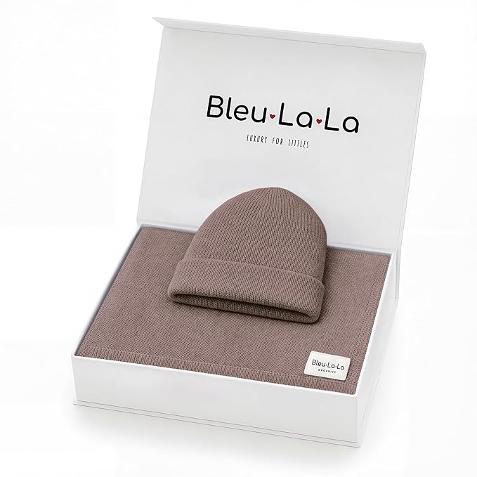 Baby Gift Set - Organic Cotton Newborn Blanket Essentials, Thoughtful Baby Shower & New Baby Gift for Boys & Girls (Luxe - Milk Chocolate)
