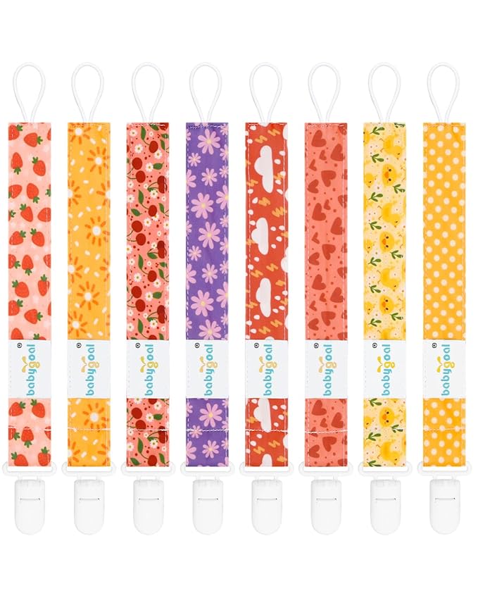 babygoal Pacifier Clips, 8 Pack Binky Paci Holder Clips Fits for Most Pacifiers and Binkies 8PS56-B